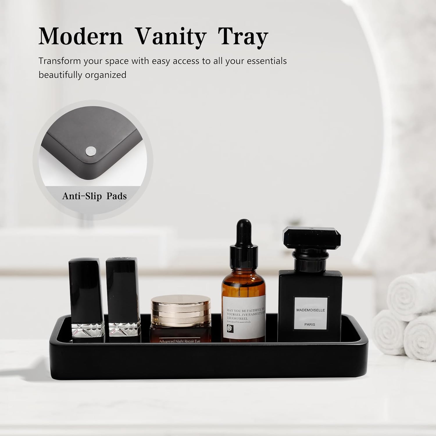 Bathroom Accessories Set, 4 Pcs Bathroom Accessory Set, Soap Dispenser, Toothbrush Holder, Qtip Holder Set, Bathroom Sets Complete, Bathroom Sink Set for Modern Home,Matte Black - Image 5