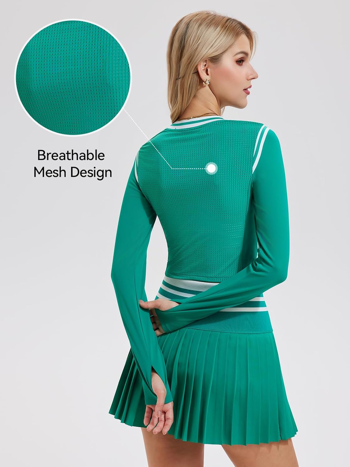 Two Piece Tennis Skirt Set for Women High Waisted Pleated Athletic Golf Skirt Sets Women 2 Piece Outfits with Pockets - Image 4