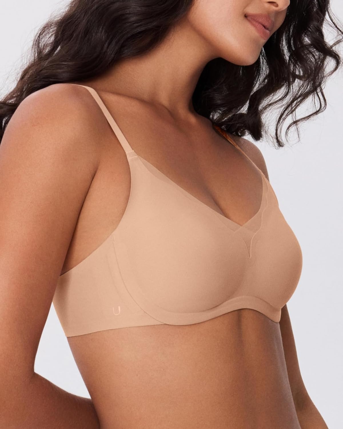 Ubras V Neck Mesh Supportive Bra, Seamless Push up Bra no Underwire, Comfortable Bralette for Women - Image 2