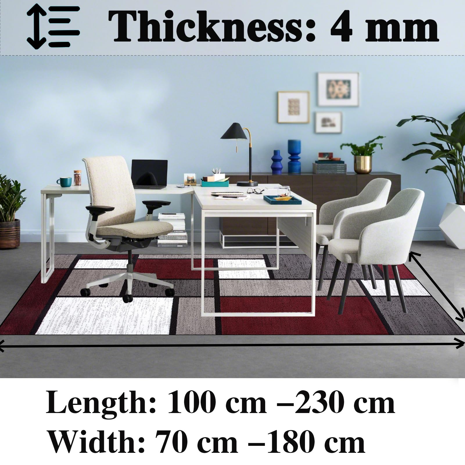 Mata pod fotel biurowy klasy premium, 90 x 140 cm, ochraniacz podłogi do dywanów i twardych podłóg, mata ochronna do drewna i płytek, do biura i domu, antypoślizgowa mata na twarde podłogi