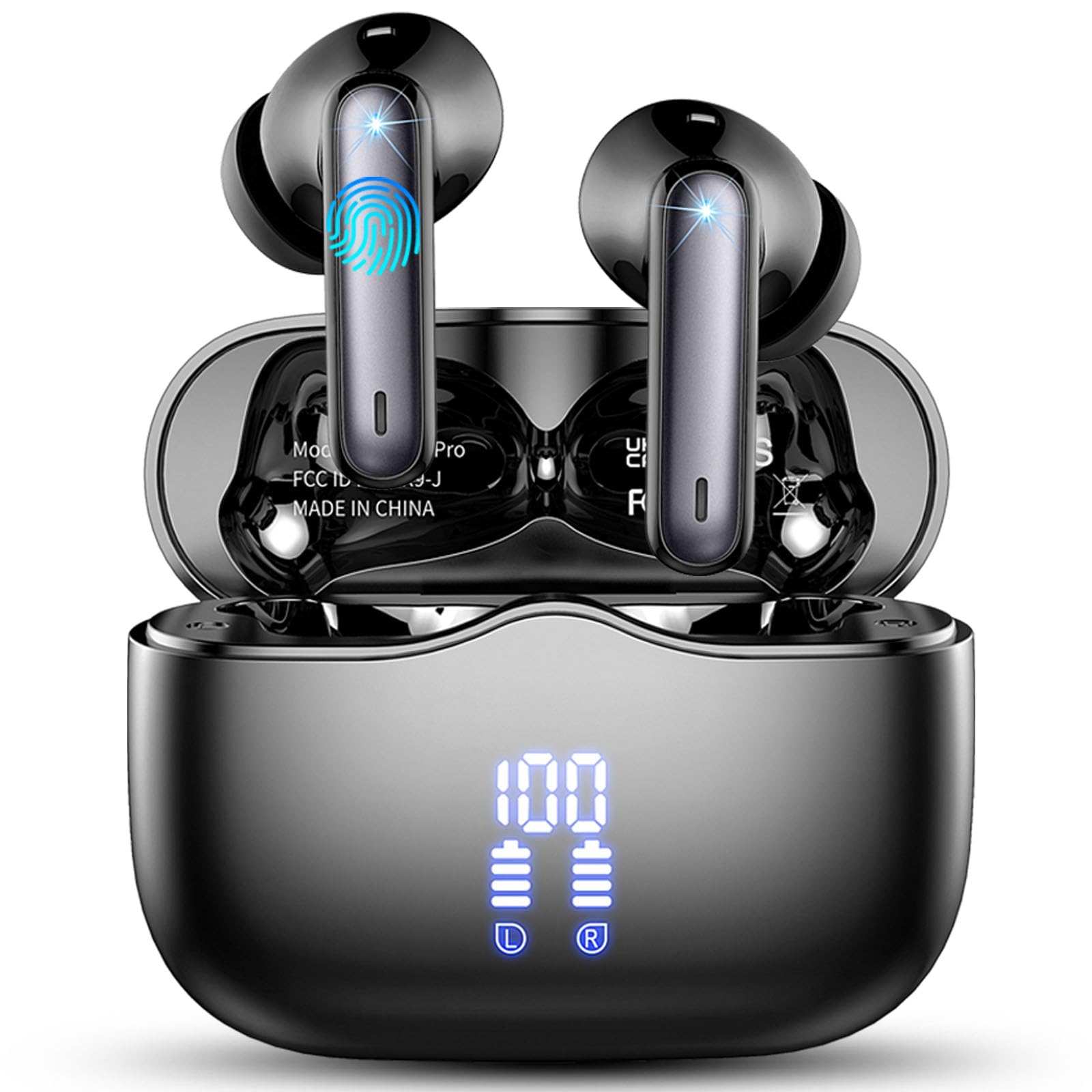 Bluetooth Kopfhörer, Kopfhörer Kabellos Bluetooth 5.4 In Ear Kopfhörer mit 4 ENC Noise Cancelling Mic, Kabellose Kopfhörer Tiefer Bass Wireless Earbuds 40Std, IP7 Wasserdicht Ohrhörer LED Anzeige
