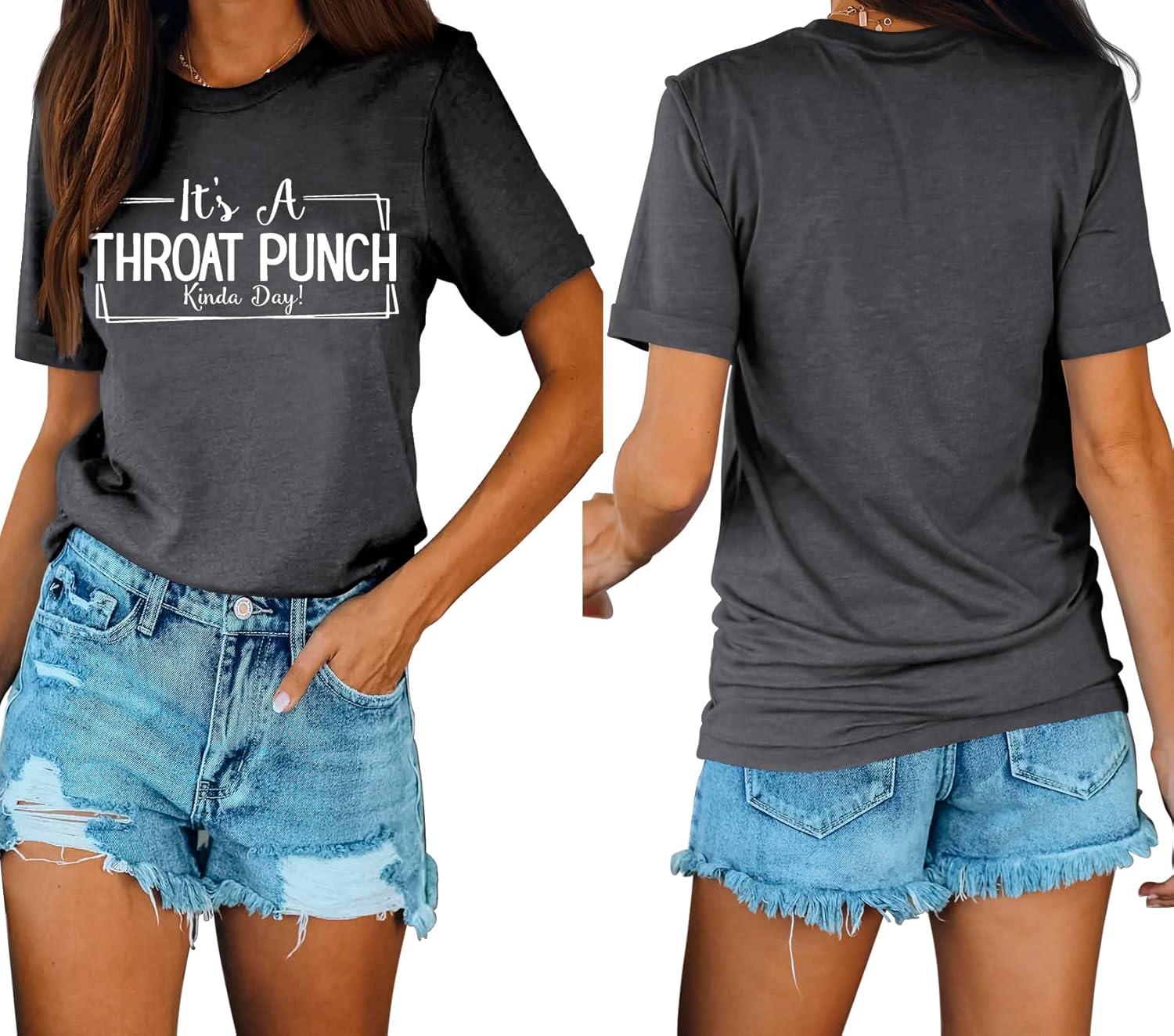 Funny Women's Graphic T-Shirt - It's a Throat Punch Kinda Day Tee - Casual Short Sleeve Top, Soft Cotton Sarcastic Shirt - Image 7