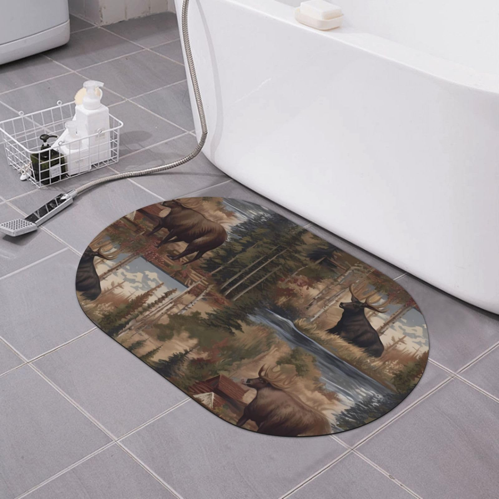 Tapis de sol rustique BONDIJ en terre de diatomées pour salle de bain et entrée