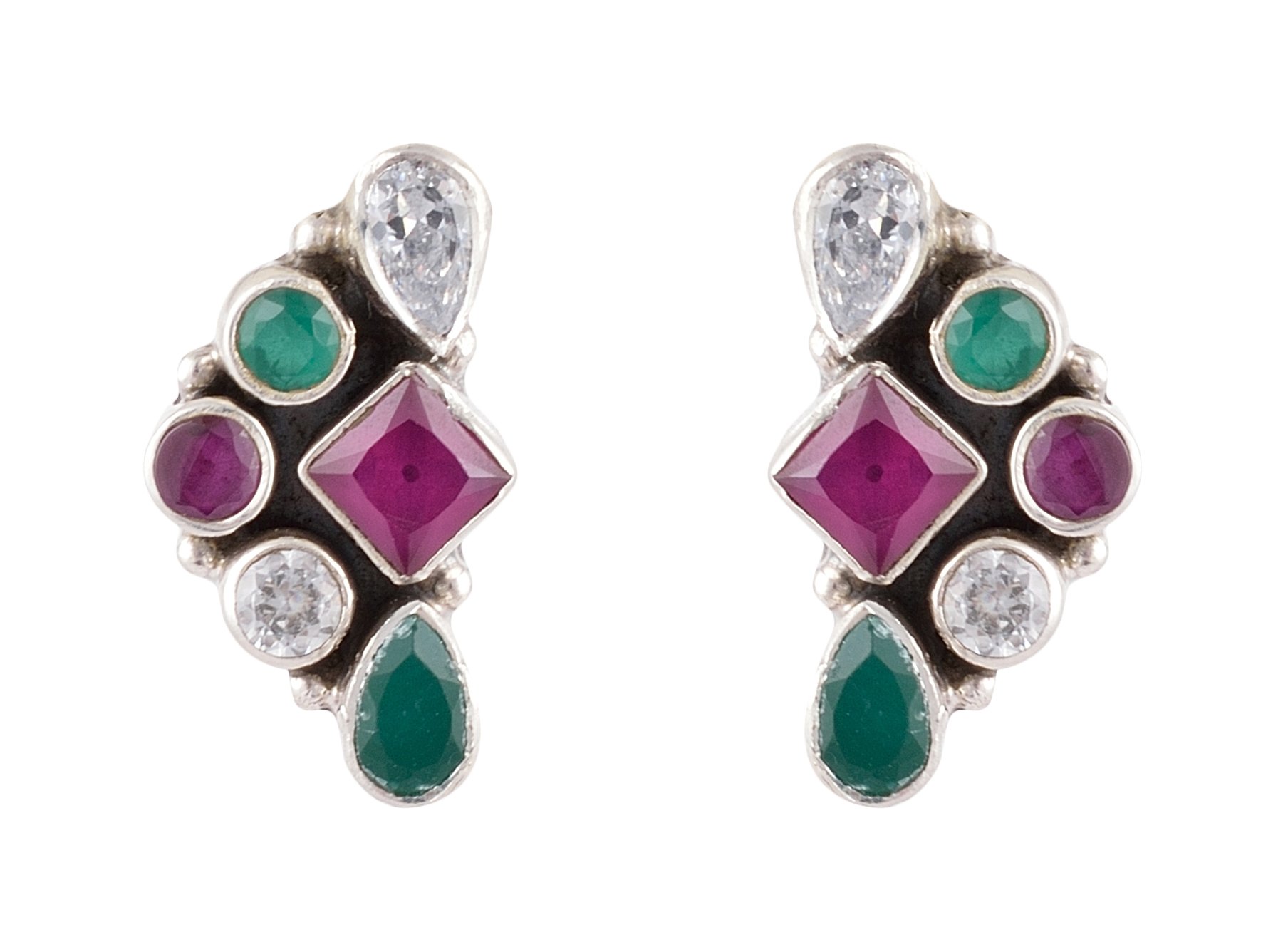 Handicraft Fashion Point Pure 92.5 Sterling Silver Emerald Zircon Stud Earrings For Girls &Women (B0718XY15V) Amazon Price History, Amazon Price Tracker