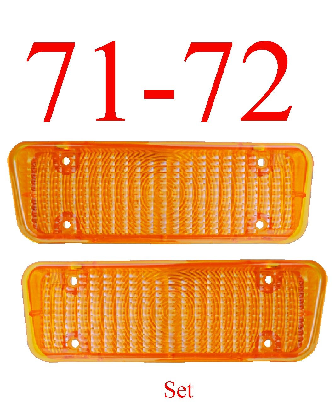 71-72 Chevy 2Pc Amber Parking Light Set L&R