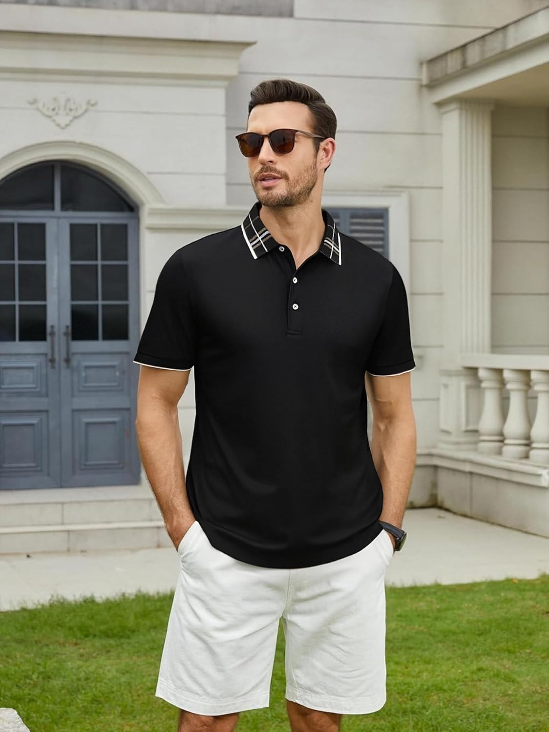 Alex Vando Mens Golf Shirts Moisture Wicking Quick-Dry Short Sleeve Fashion Designed Polo Shirts for Men - Image 3