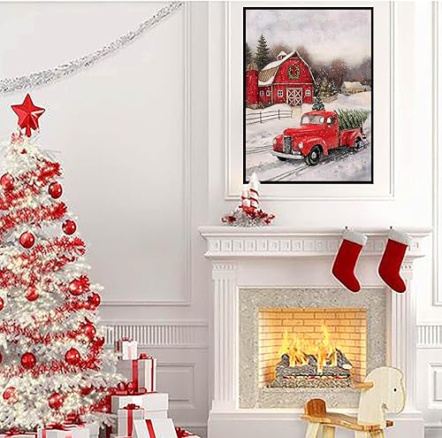 Miniatura 7 de RUIHA Kits de Pintura de Diamante de Navidad, Kit de Arte de Diamante de Invierno para Adultos, Pintura 5D de Camión con Diamante Taladro Completo