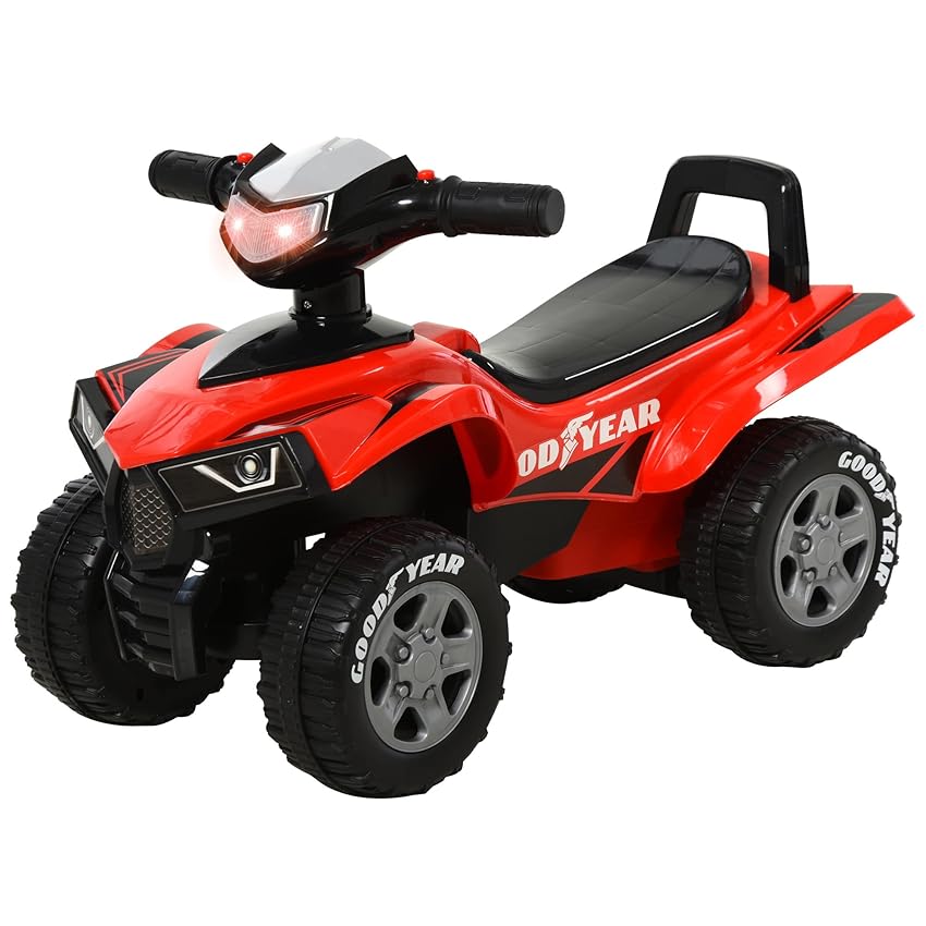Immagine del prodotto HOMCOM Quad Giocattolo per Bambini 18-36 Mesi con Licenza GOODYEAR con Luci e Suoni Realistici, Rosso e Nero, 60x31x42cm