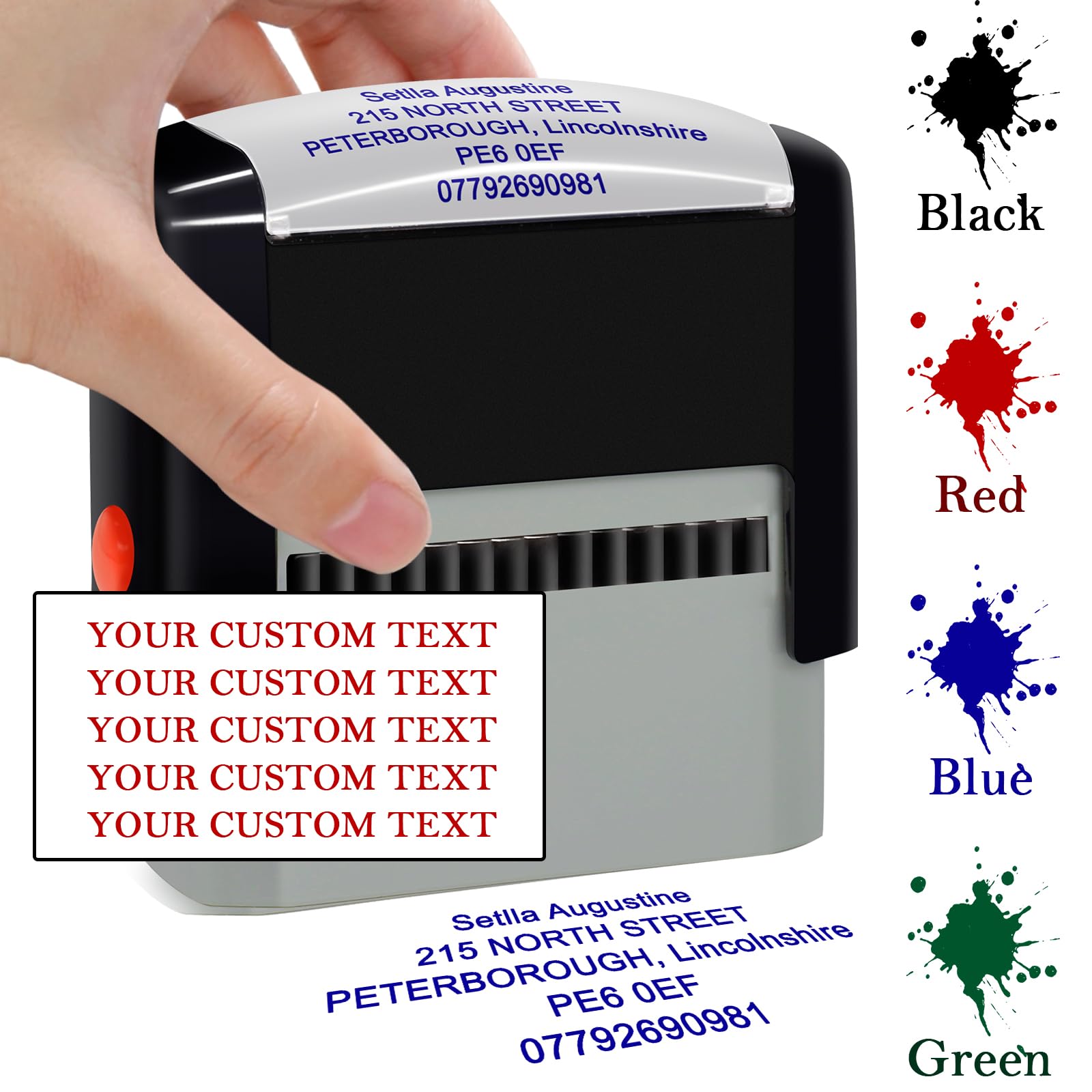 Custom Stamp Self Inking Stamps Personalised Return Address Rubber Stamp for Business, Up to 5 Lines
