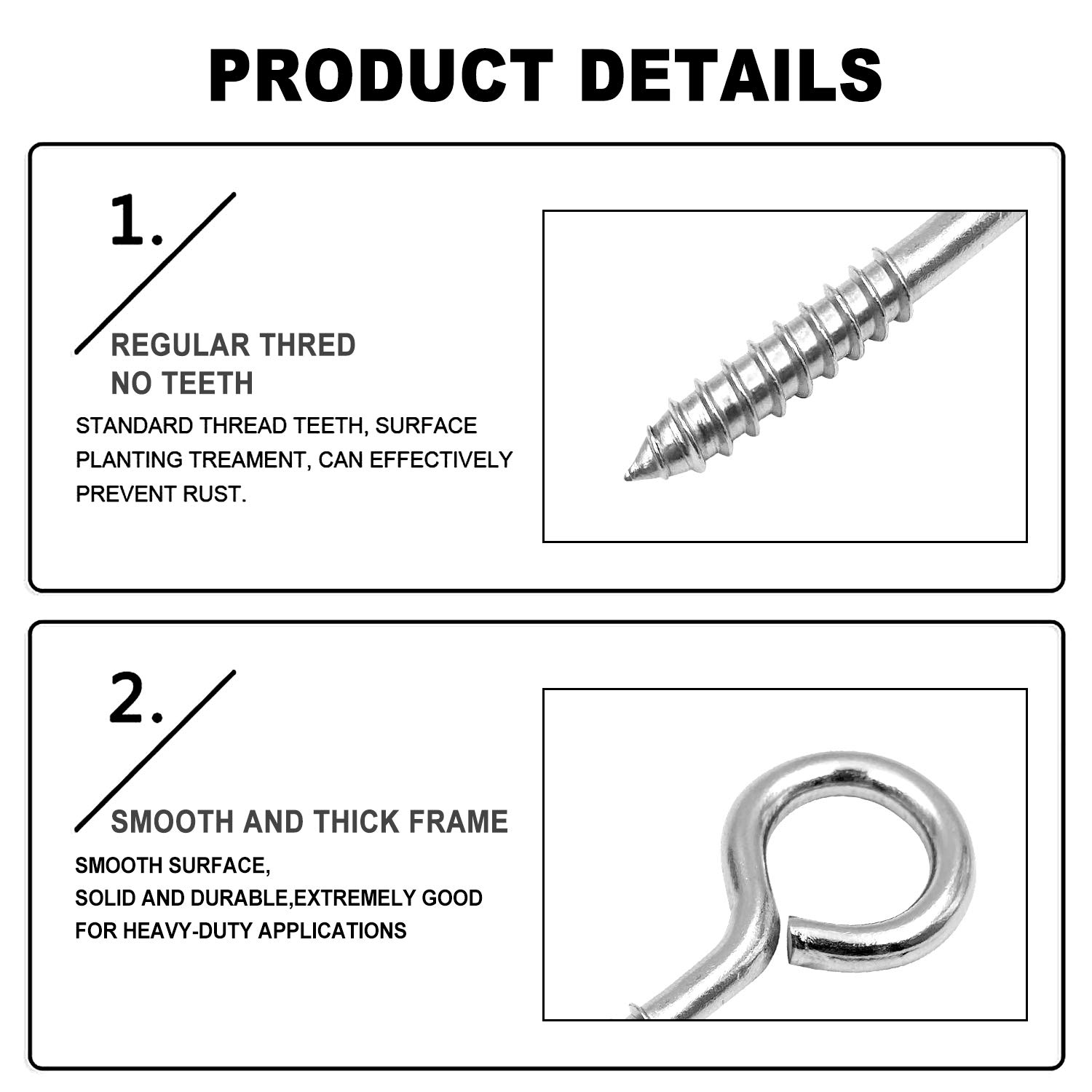 YGAOHF Eye Bolts Screw in Heavy Duty, 20 Pcs 2.5 Inch Sturdy Stainless Steel Eye Hooks, Self Tapping Eyelet Screws for Securing Cables Wires, Hanging Lights, Indoor & Outdoor Use