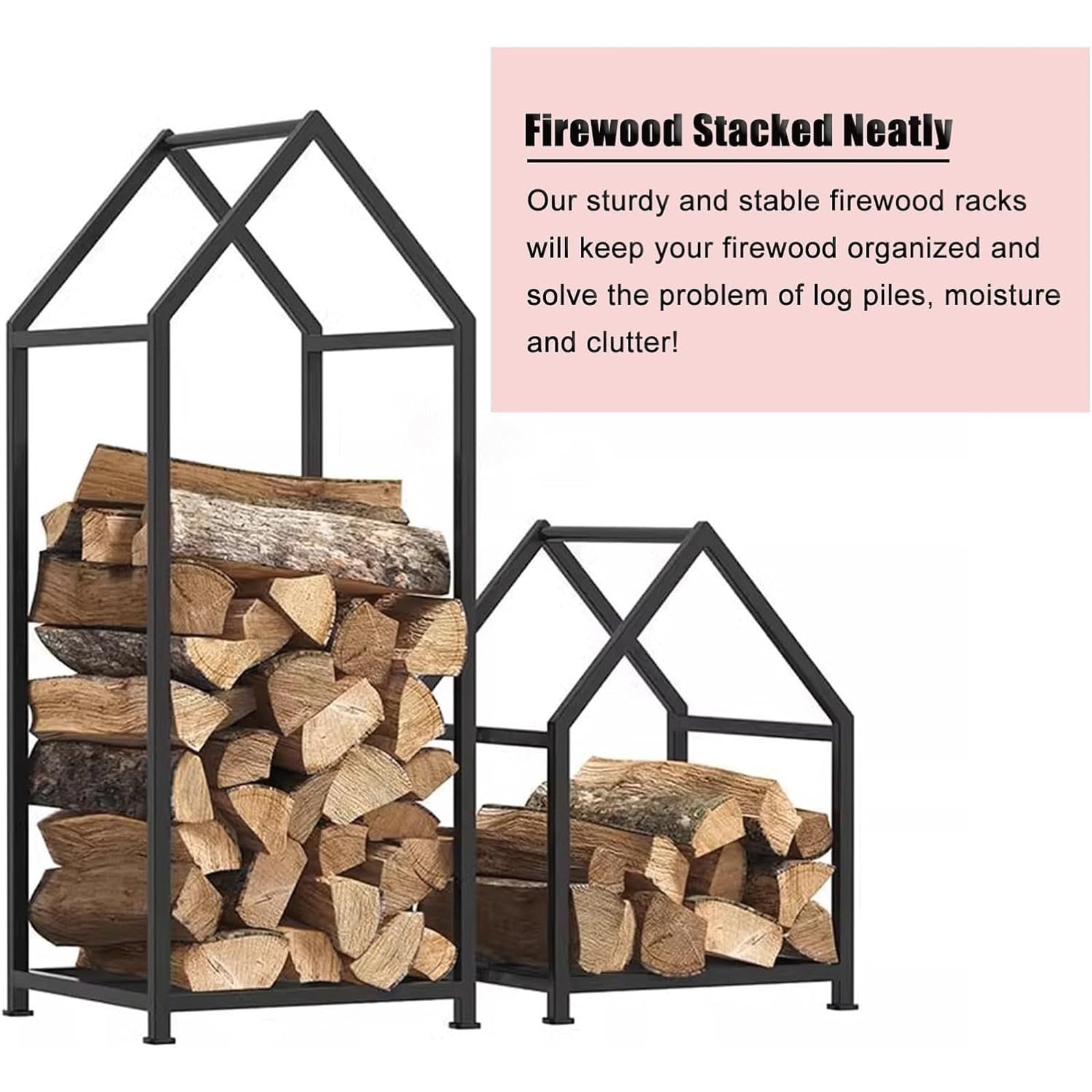 Creative House Kaminholzregal – Schmiedeeiserner Holzhalter für effiziente Holzlagerung Outdoor Kaminzubehör Wetterbeständiges, stilvolles Design