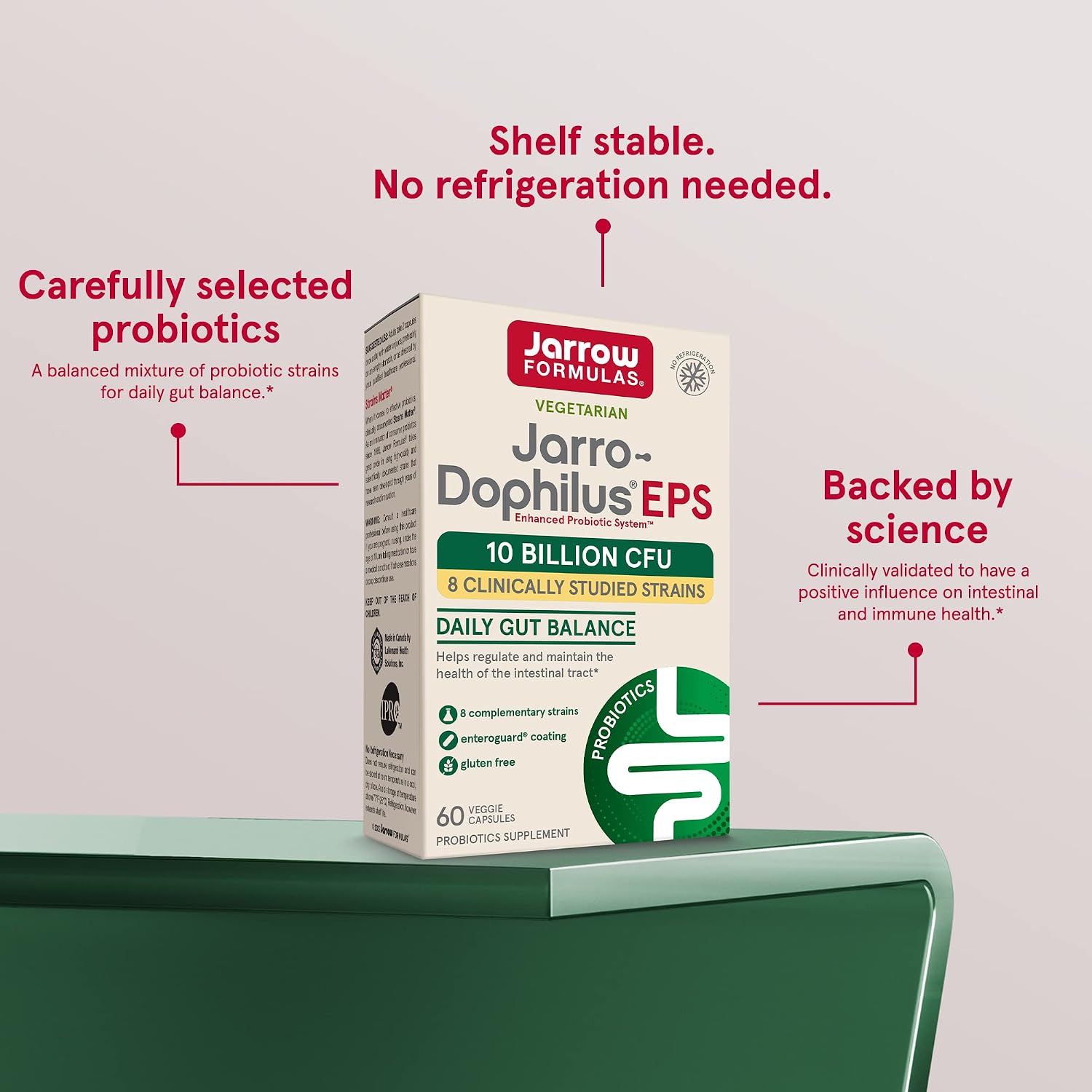 Jarrow Formulas Jarro-Dophilus EPS - Daily Gut Balance Probiotic - 10 Billion CFU - 60 Veggie Caps - 30 Servings - 8 Clinically Studied Strains - Regulate & Maintain Intestinal Tract Health