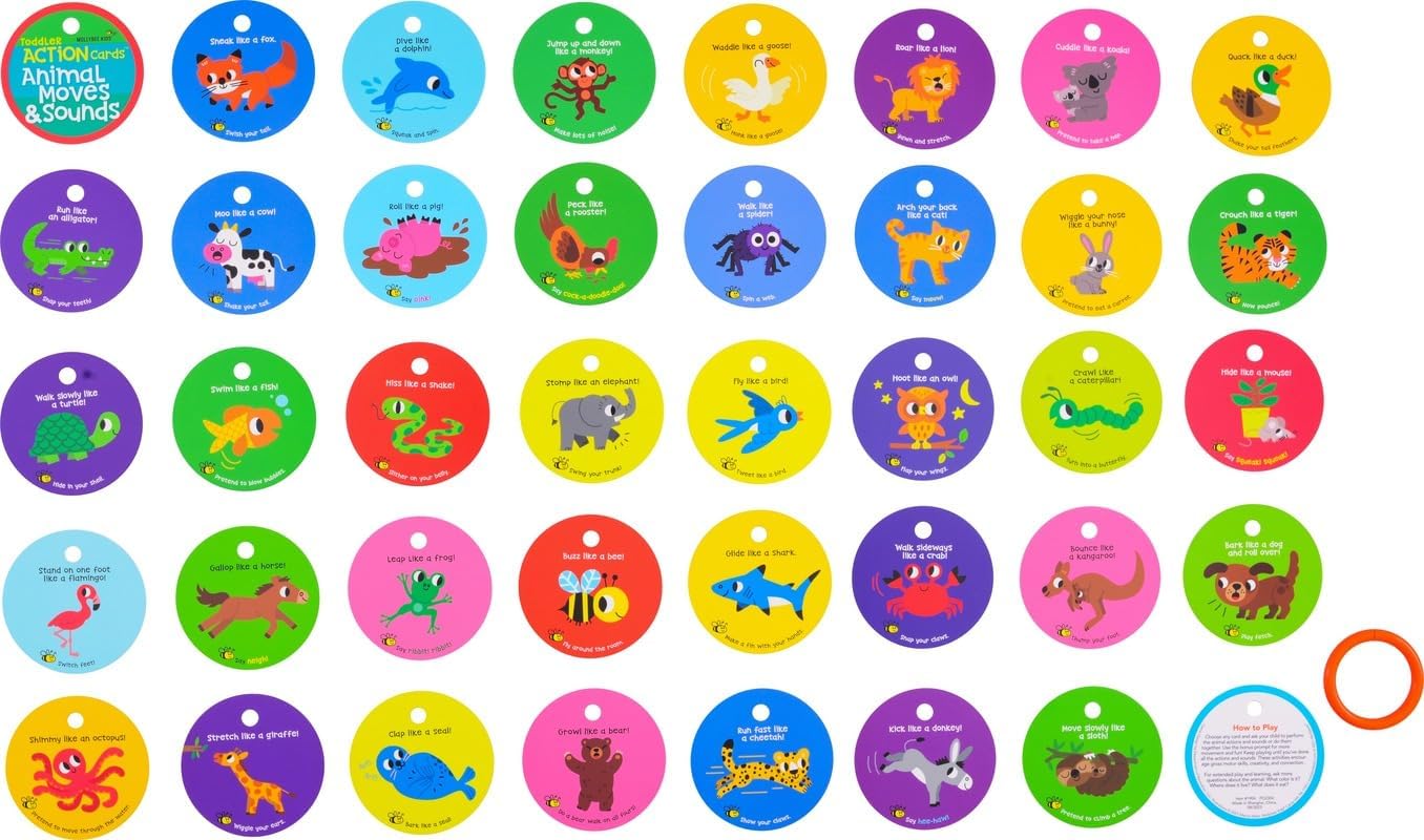 MOLLYBEE KIDS Toddler Action Cards Animal Moves and Sounds