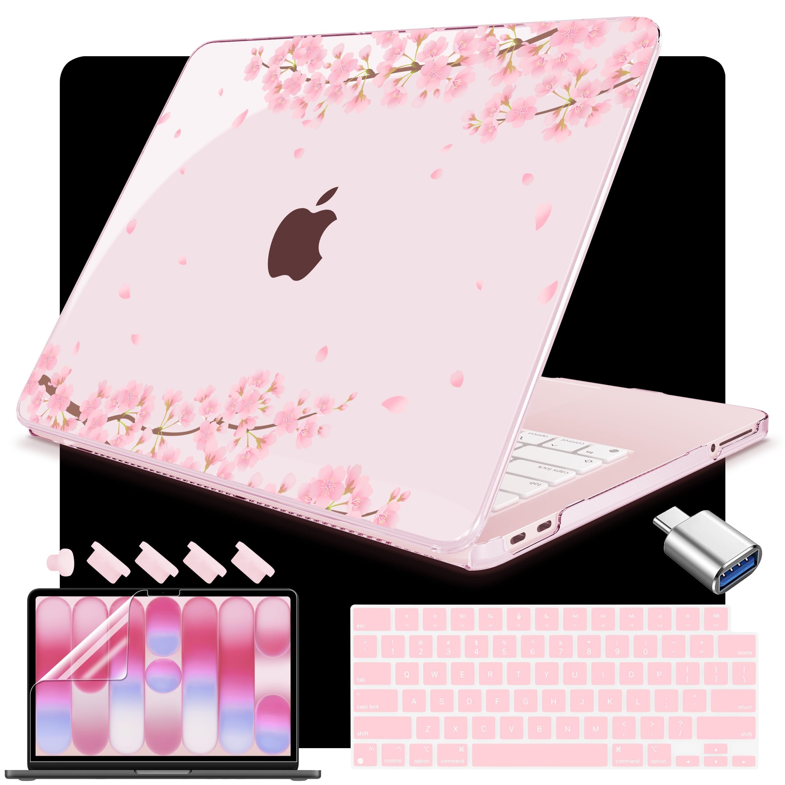 Funda MacBook Neo 13 2026 A3404 flor de cerezo que soluciona la falta de puertos USB 8