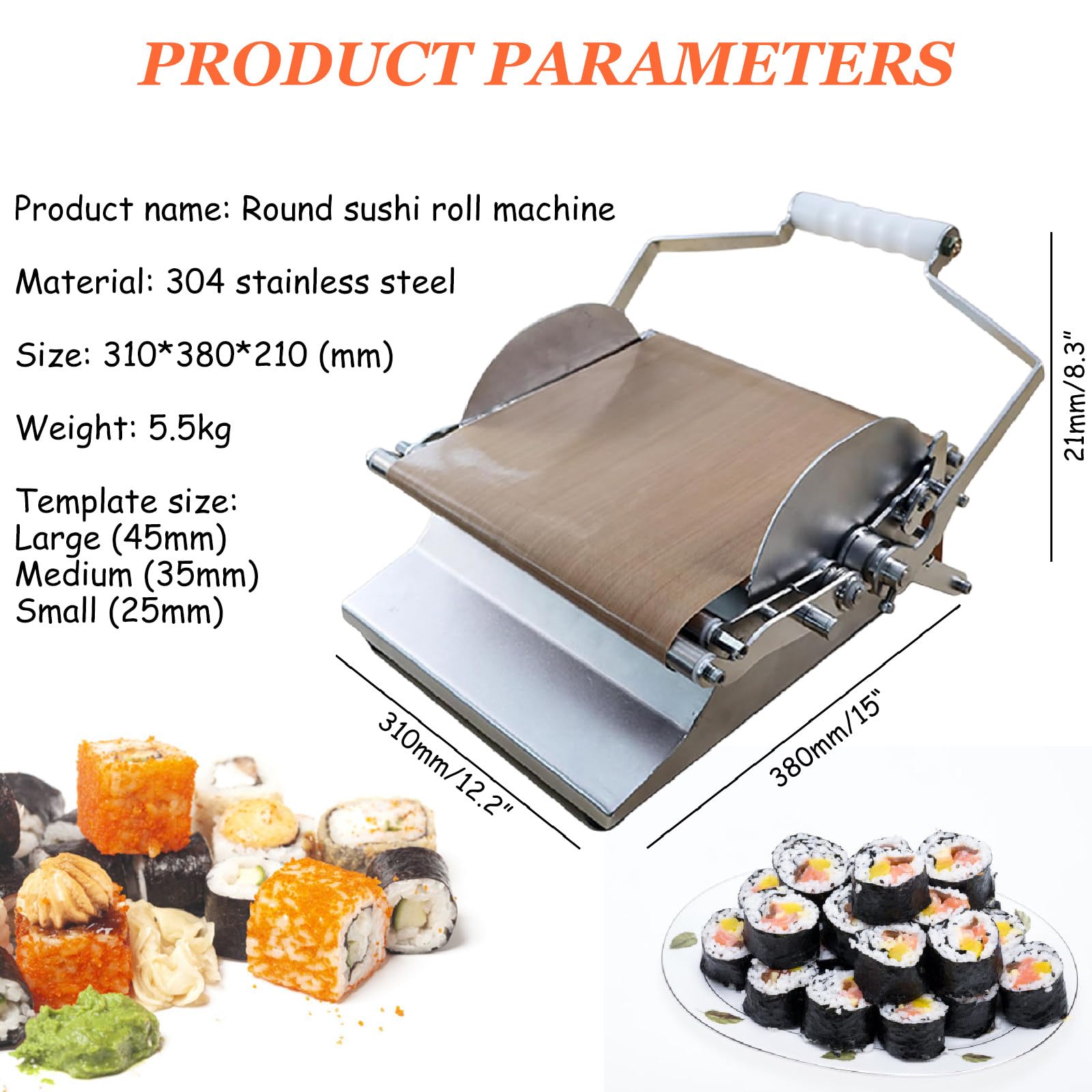Kit para Hacer Sushi para Principiantes, Kit para Hacer Sushi, Kit para Hacer Sushi - 3 tamaños Diferentes de moldes, Kit Profesional para Hacer Sushi para Principiantes