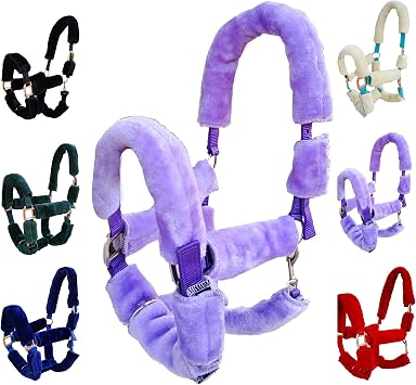 Majestic Ally Horse Halter Fleece Set -Full, Set of 09 Crown, Noseband, Cheeks, Chin, Neck Pieces and Set of 4 Crown, Noseband, Cheeks, Multiple Colors