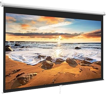 PERLESMITH 100 Inch Projector Screen Pull Down, 169 HD Retractable Rising Projector Screen with Auto-Locking, Manual Movie Projector Screen for Indoor Outdoor Home Theater Office Movies - PSMS1