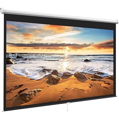 PERLESMITH 100 Inch Projector Screen Pull Down, 16:9 HD Retractable Rising Projector Screen with Auto-Locking, Manual Movie Projector Screen for Indoor Outdoor Home Theater Office Movies - PSMS1