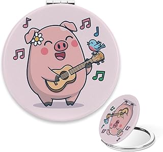 Cute Compact Mirror, Cartoon Pig Pink Mini Mi...