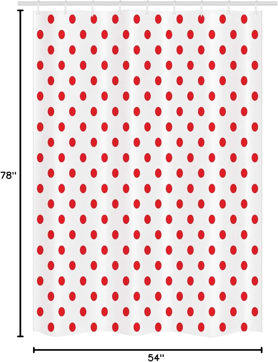 Ambesonne Geometric Stall Shower Curtain, Classical Pattern with Country Picnic Theme Retro Style Polka Dot Shapes, Fabric Bathroom Decor Set with Hooks, 54" W x 78" L, White and Vermilion