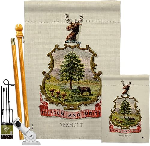 Americana Home & Garden Coat of arms Vermont Garden House Flag Kit Americana States American Territories Republic Country Particular Area Decoration