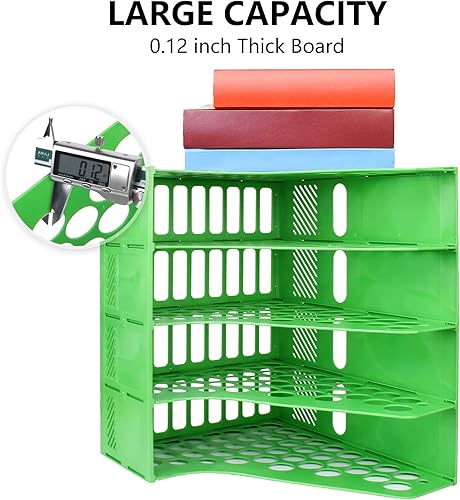 Miniatura 3 de SAYEEC Soporte para archivos de revista, organizador de escritorio de plástico, soporte para carpetas de archivos para escritorio con 4