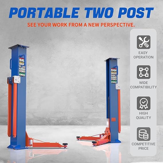 Portable 2 Post Car Lift, 220V Movable Automotive Lift, Auto Lifts of Adjusting The Distance Between Two Columns, 8,000 LB Auto Lift for Garage, Repair Store
