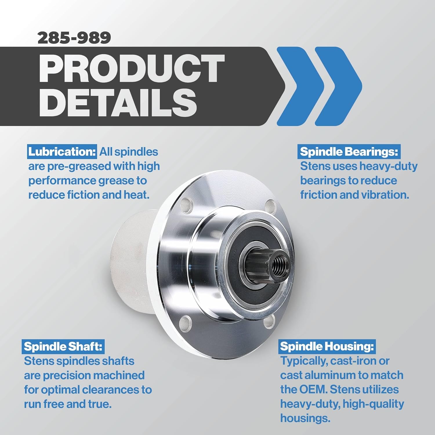 Stens New Spindle Assembly 285-989 Compatible with/Replacement for: Hustler 783506