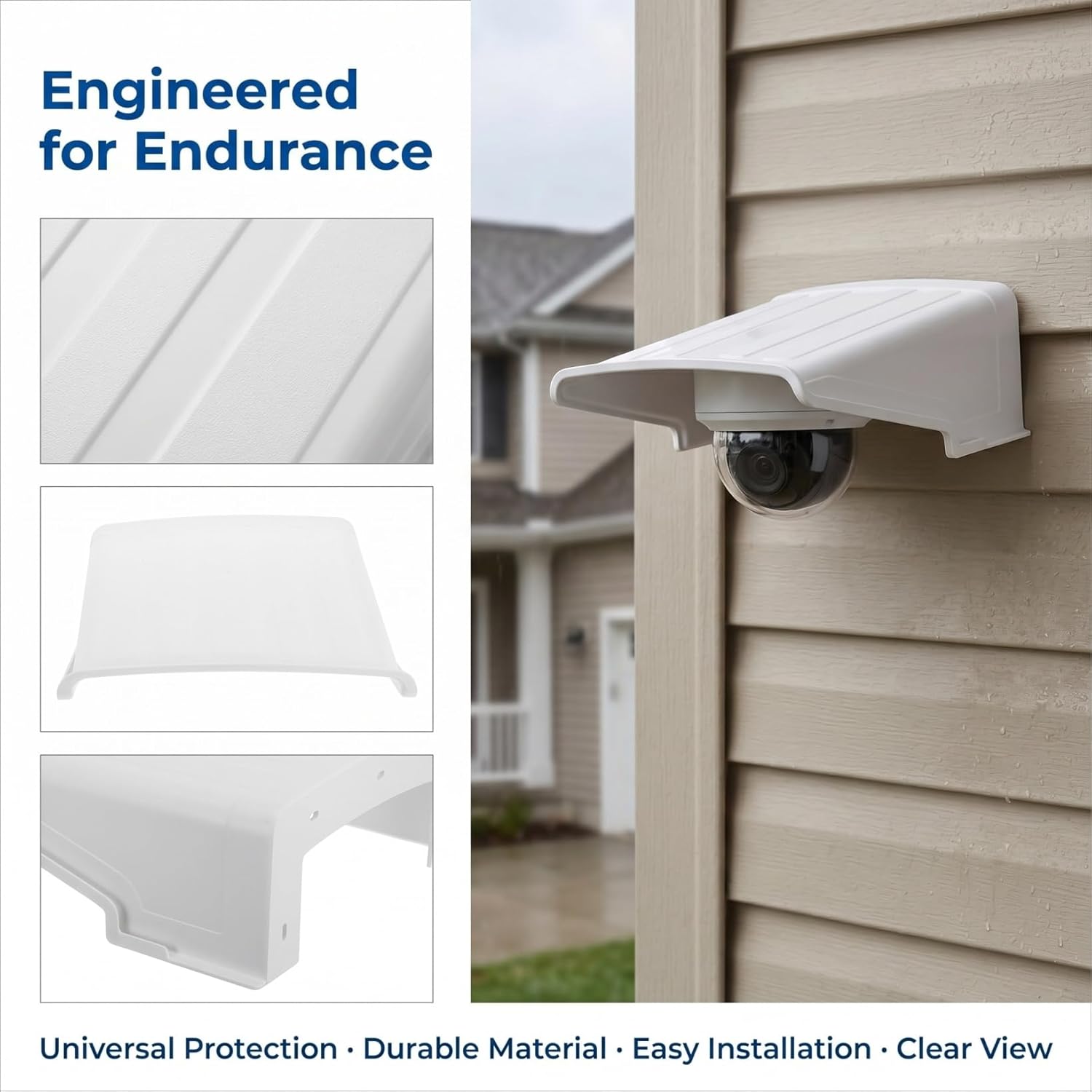Homsfou Universal Outdoor Camera Rain Cover 10.62X10.43X3.74In Weatherproof Security Camera Protector with Sun Shade and Installation Kit