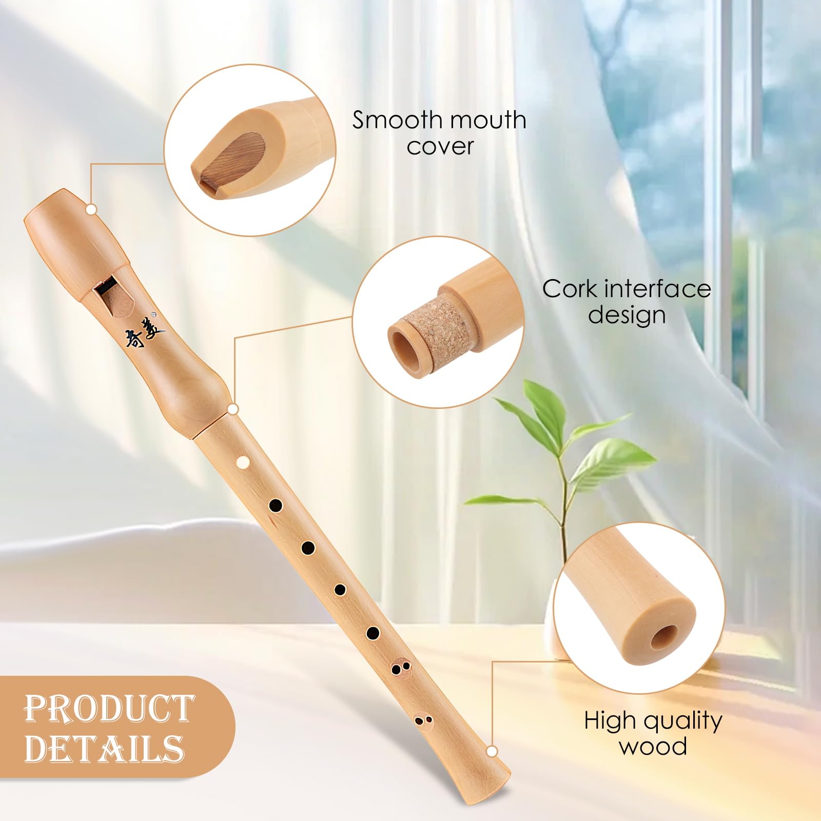 Volumoon Bois d’Érable Flûte à Bec Soprano Doigté Baroque/Allemand, Set Cadeau, Flûte Rigide, pour Enfant et Adulte Débutants