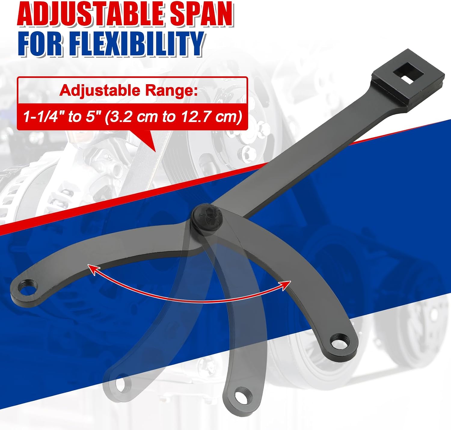 NYXOVA Variable Pin Spanner Wrench, 15PCS Universal Pulley Holder Tool Kit, 1/2" Drive Ratchet Fan Clutch Pully Holder Wrench Tool Kit for Cars, Motorcycles, Fits Camshaft pulleys