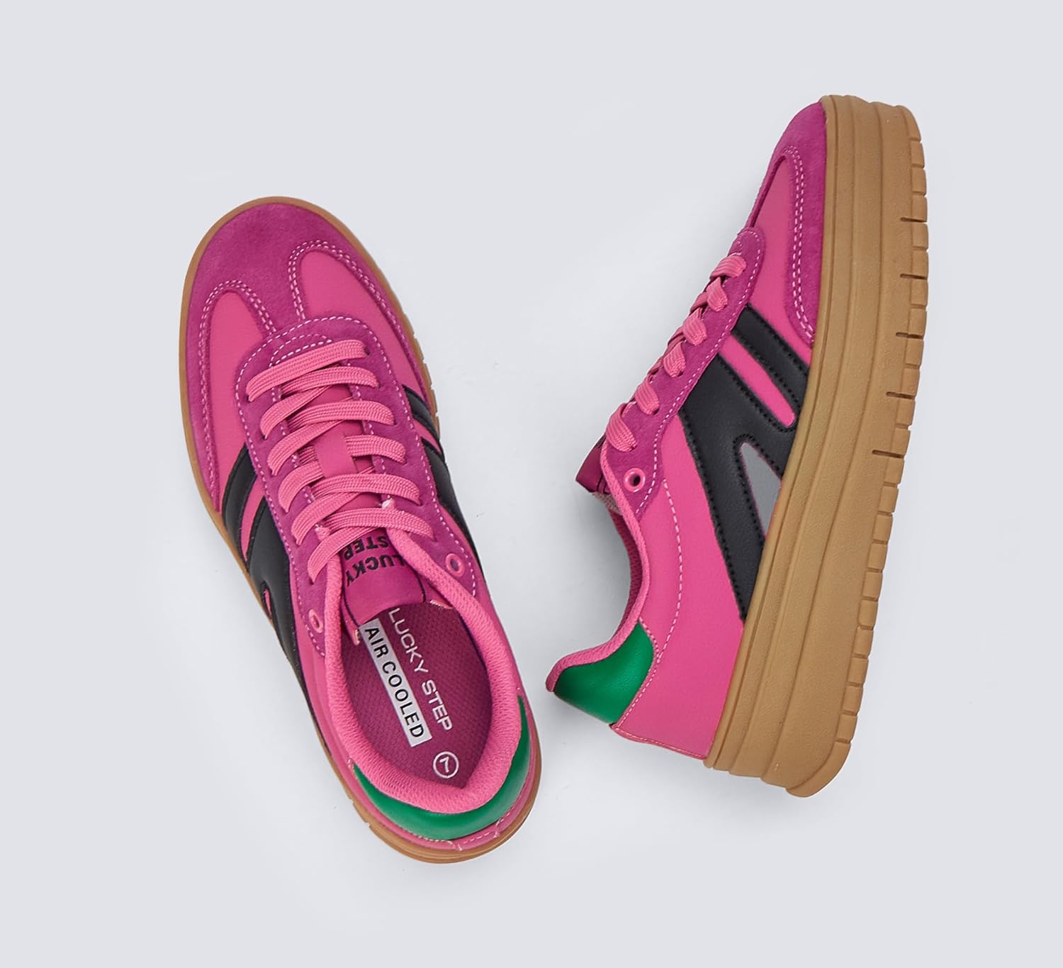 LUCKY STEP Women's Platform Gum Thick Sole Fashion Sneakers Classic Retro Rubber Low Top Casual Tennis Skate Walking Shoes - Image 7