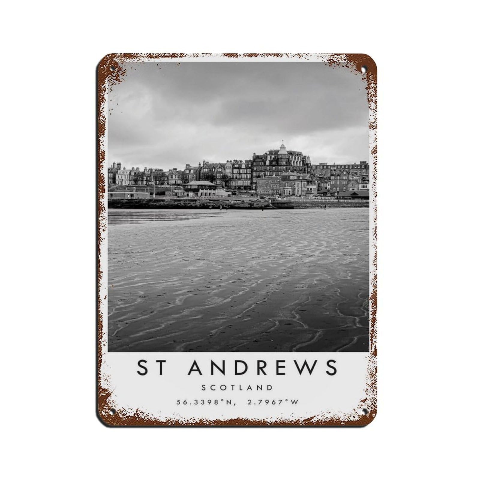 St Andrews Travel,St Andrews Poster Retro Poster Metal Tin Sign Chic Art Retro Iron Painting Bar People Cave Cafe Family Garage Poster Wall Decoration 12x16inch(30x40cm)