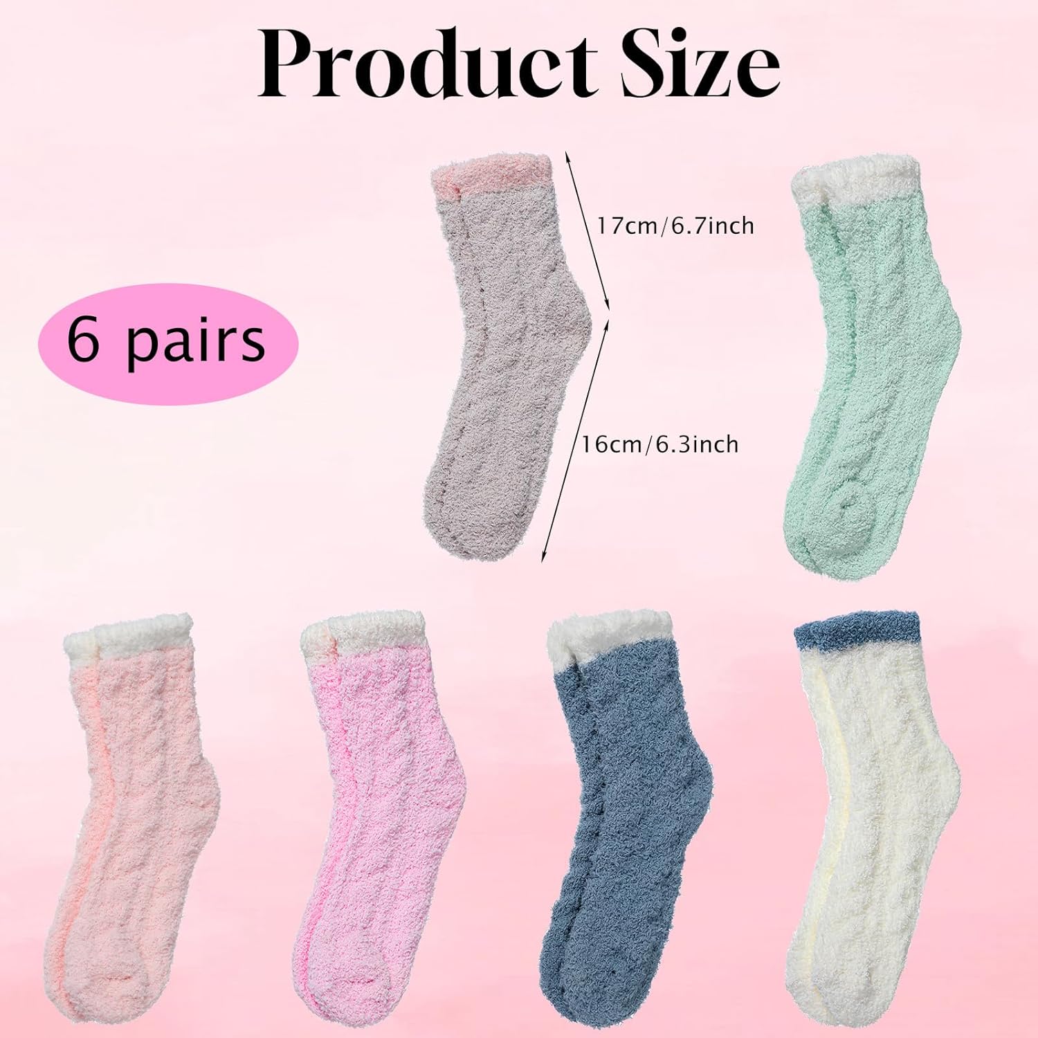 6 Pairs Winter Fuzzy Socks Women, Winter Warm Fluffy Cozy Socks Microfiber Soft Home Sleeping Sock, Colorful Cozy Slipper Sock Warm Plush Crew Sockss for Women Size 5-10 - Image 4