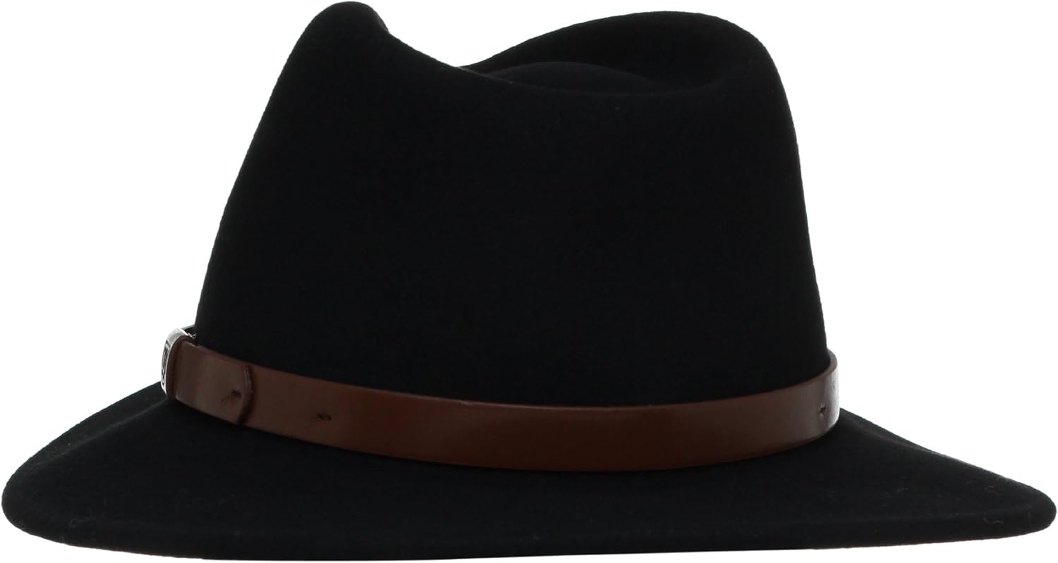 Brixton Men's Messer Medium Brim Felt Fedora Hat Small Black