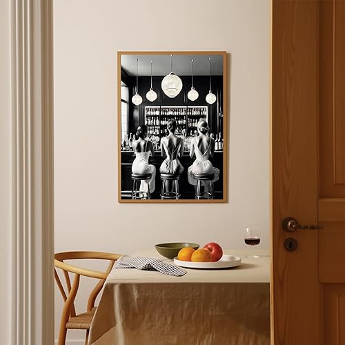 Miniatura 2 de Pósteres vintage en blanco y negro, arte de pared de cocina, carrito de bar, impresión de alcohol y imagen de moda, para mujer, bebida, cóctel, arte