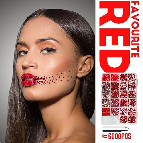 Miniatura 7 de qiipii 6010 diamantes de imitación para uñas, color rojo rubí, 300 gemas de diamantes de imitación multiformas + 5710 diamantes de imitación