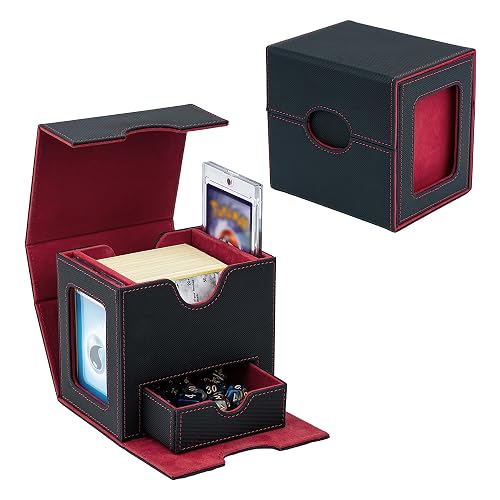 Tolesum Caja de Cartas para MTG, Card Deck Box para 100+ Cartas con 2 Pantallas Commander, Magnetic Flip Box…