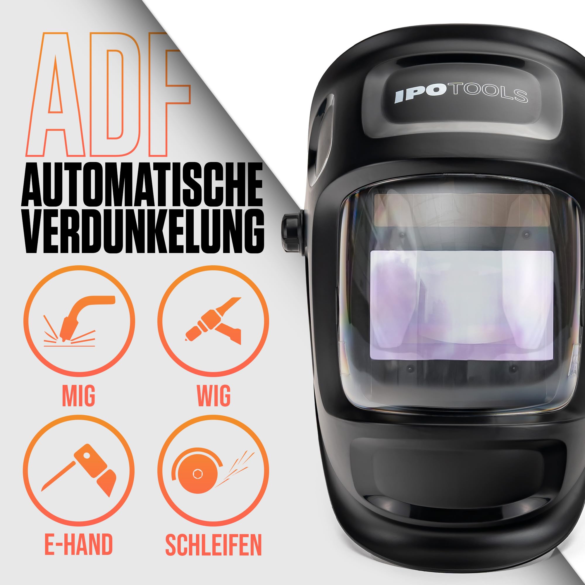 IPOTOOLS X800A Masque Soudure Automatique - Casque Soudure Automatique avec Classe Optique : 1/1/1/1 / 4 capteurs de Haute qualité/Obscurcissement Automatique/Entièrement réglable