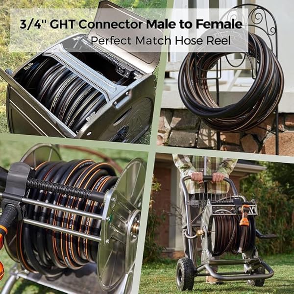 Giraffe Tools Garden Hose 5/8" Custom Length, No Kink, Flexible, Leakproof Water Hose, 600 Burst PSI, 10ft Male Female Fittings,Black Orange by Giraffe Tools - Image 7