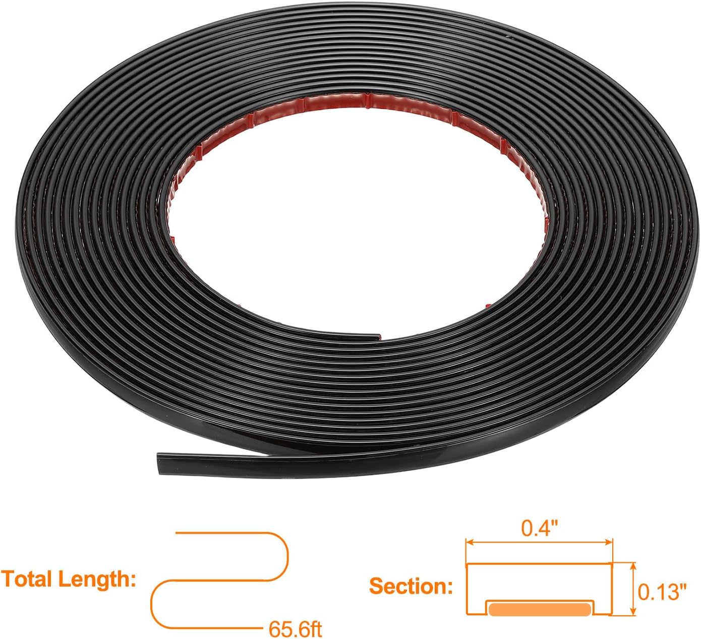 HARFINGTON Peel and Stick Molding Trim 65.6ft x 0.4" Flexible Wall Trim Self Adhesive PVC Wall Corner Gap Sealing Trim for Wall Ceiling Floor Cabinet Tile Edge Mirror Frame, Black