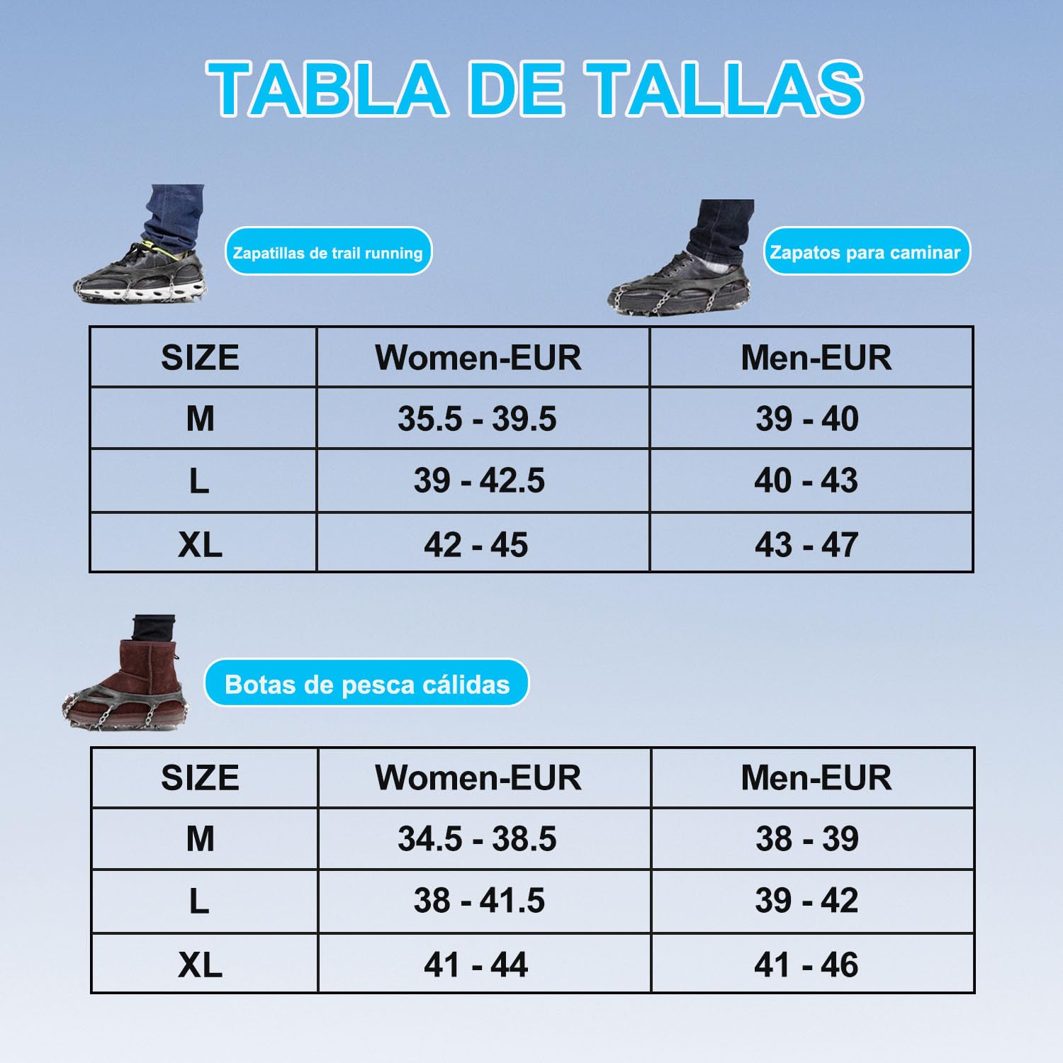 Crampones para Botas de Senderismo, Crampones Antideslizantes, Crampones para Zapatos de Senderismo de Acero Inoxidable Engrosados para Caminar, Trotar, Escalar y Hacer Senderismo