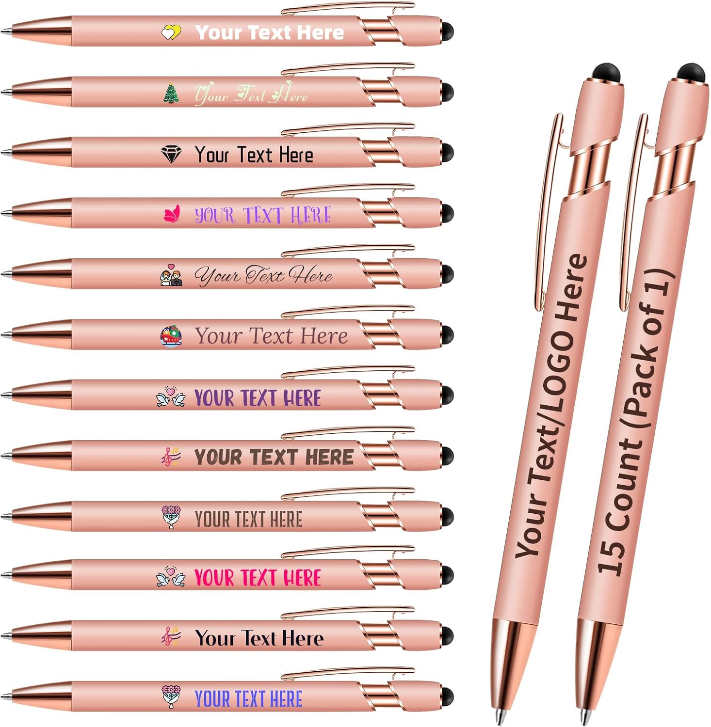 Personalized Pens with Stylus - Morandi Custom Printed Name Pens with Black Ink - Imprinted with Logo/Message - Great Gift for Office, Teachers, and Students,55 count/Pack,Morandi Green