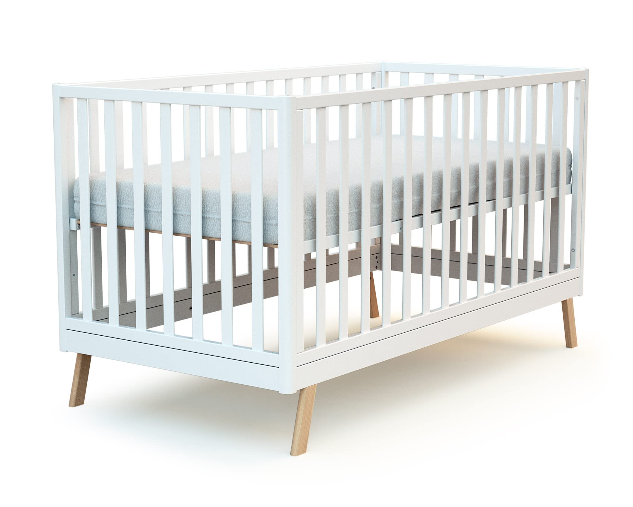 AT4 - Cuna bebé evolutiva KASA madera - Blanco - 70 x 140-146 x 74.50 x 83 cm