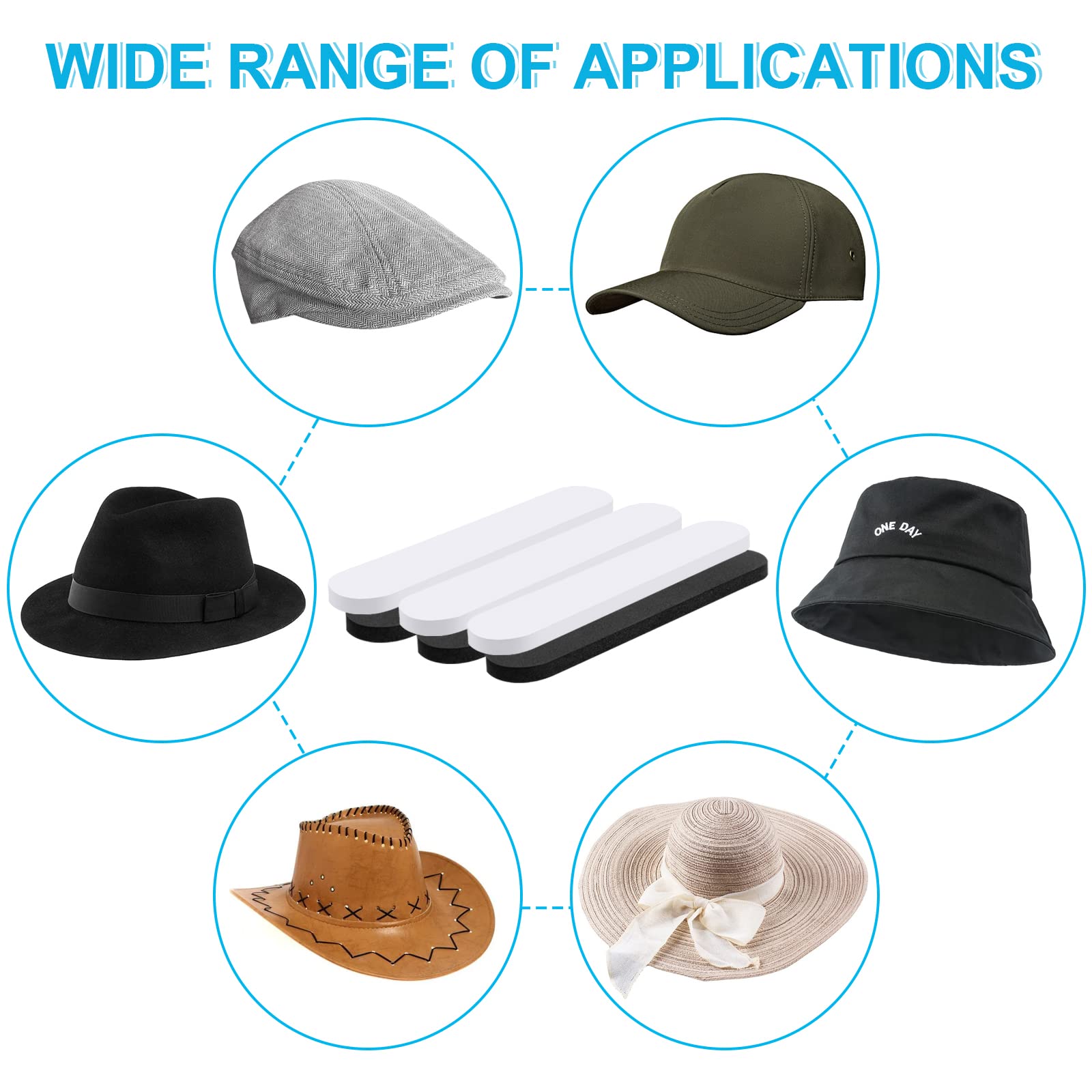 40 Pieces Hat Tape Size Reducer – Self-Adhesive Foam Filler Inserts For Baseball Caps, Cowboy Hats, And More (Black)