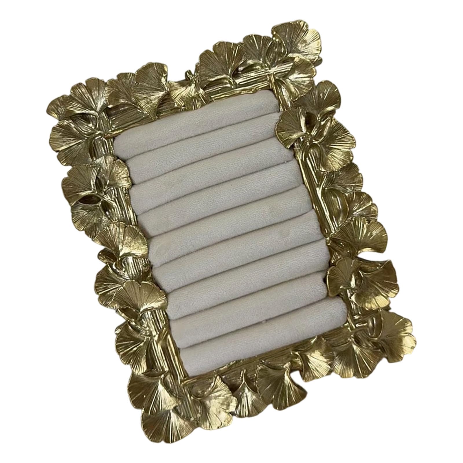 HDOYTXXM Jewelry Presentation Stand with Soft Velvety Slots and Natural Ginkgos Resin Frame for Retail Use Decorative Ginkgos Rings Holder