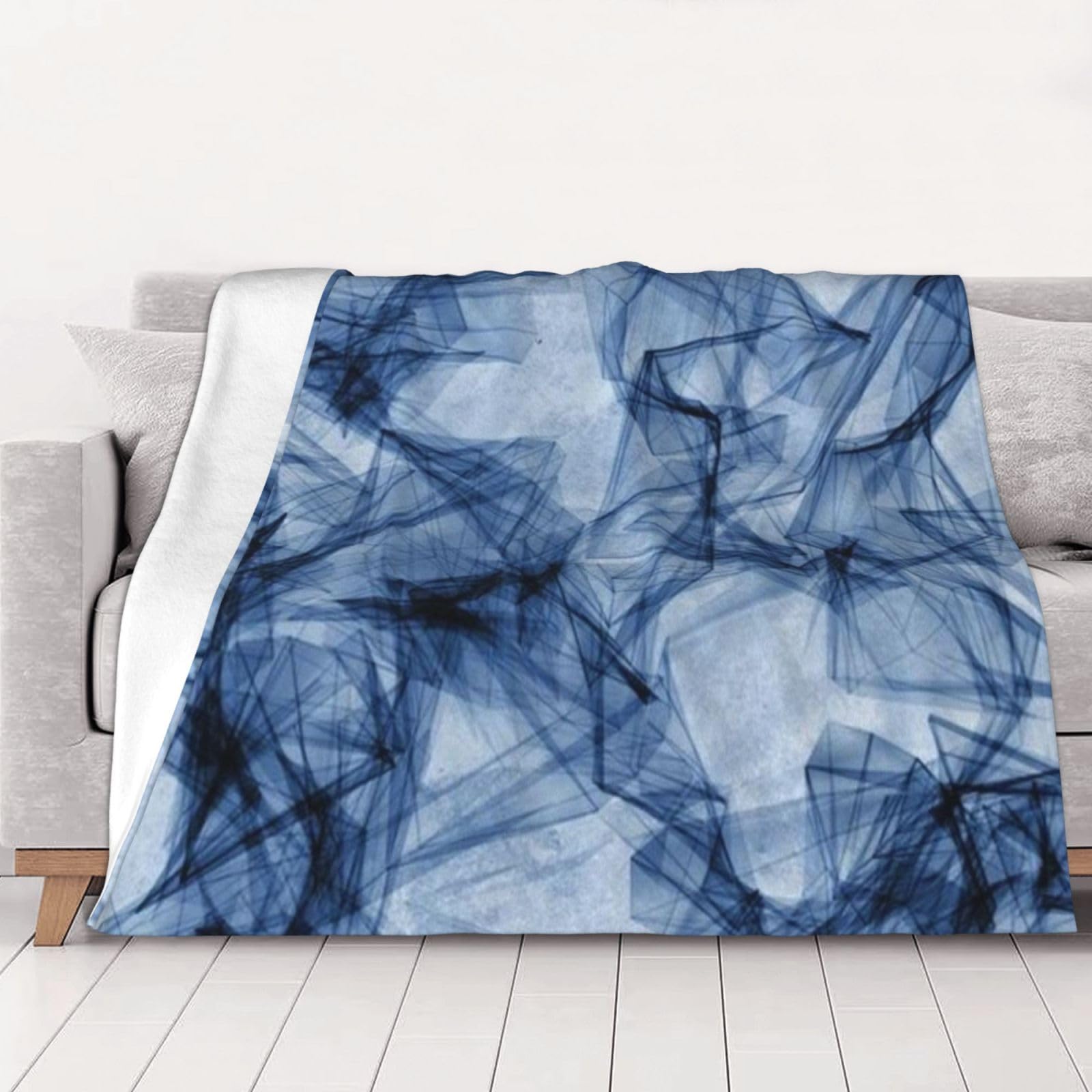 Couverture flanelle marbre bleu foncé plaid chaud lit canapé adulte
