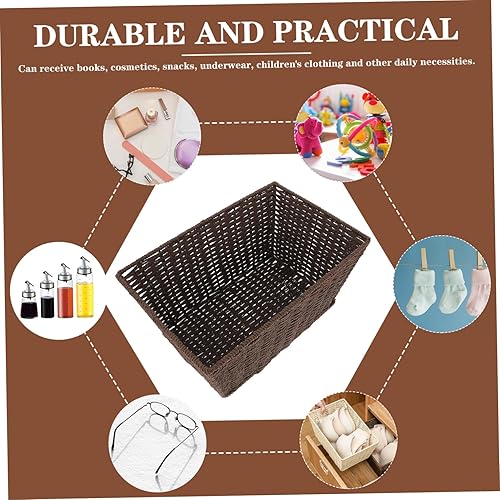 Miniatura 7 de Cabilock Cesta de almacenamiento tejida para maquillaje, almacenamiento de hierba marina, almacenamiento de jacinto, para lavandería, papelería,