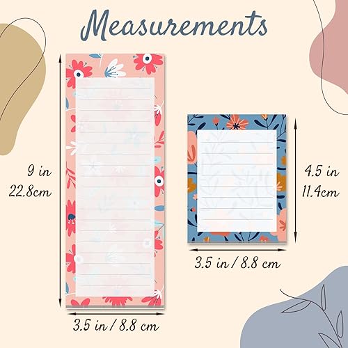 Miniatura 4 de Prims & Flourish Magnetic Notepads for Refrigerator, 4-Pack Grocery List Magnet Pad for Fridge, To-Do List, Reminders, Scratch Pads, Cute Floral