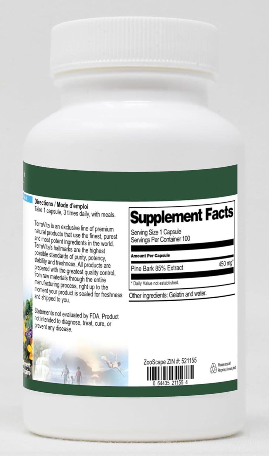 Pine Bark 85% - 450 mg (100 Capsules, ZIN: 521155) - 3 Pack